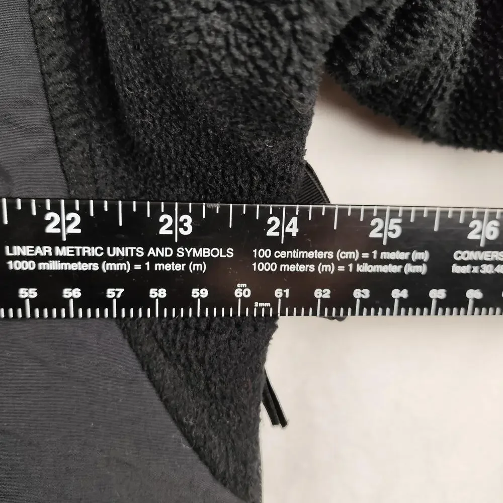 The North Face Denali Jacket Mens Large Black Gray Fleece Full Zip Pockets